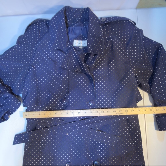 SOLD J Gallagher Navy Blue Polka Dot Vintage Trench Coat - Picture 6 of 7